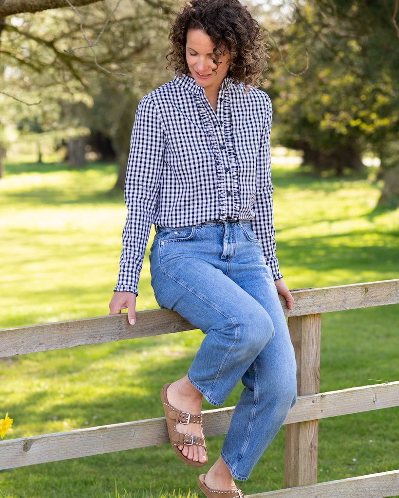 Marguerite Gingham Ruffle Shirt – le tee paris